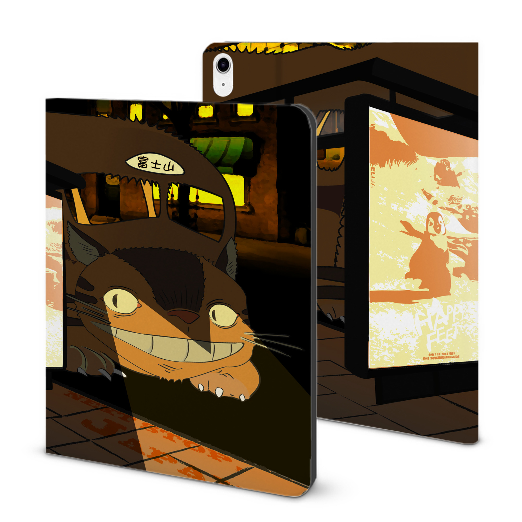 （画像用） となりのトトロ 草壁メイ 草壁サツキ My Neighbor Totoro Satsuki Kusakabe Mei Kusakabe IPad ケース ブック型 PUレザー TPU 耐衝撃 軽量 薄型 ペン収納なし 全面保護 IPad 各モデル対応